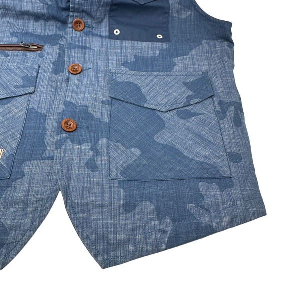 Made by MARSHALL ARTIST M.A. 12 Tailored Hooded Waistcoat Vest Blue Camo Large - Picture 6 of 10